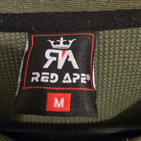 Red Ape Men’s Army Green Lightweight Knit Sweater Pullover Size M Casual - Picture 2 of 4